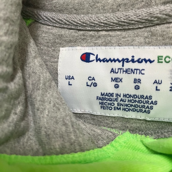 NWOT Champion Never Worn Neon Lime Green Sweatshirt Hoodie w Pockets - Picture 3 of 5